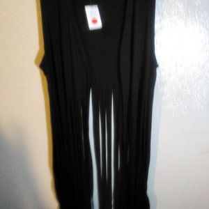 Black Cotton Vest with Fringes